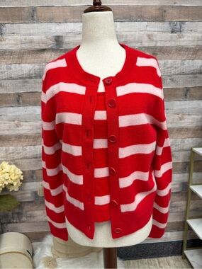 Banana Republic red/pink striped cashmere sweater set